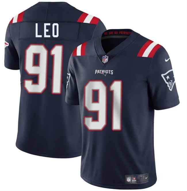 Men's New England Patriots #91 Titus Leo Navy 2025 Vapor Limited Stitched Football Jersey